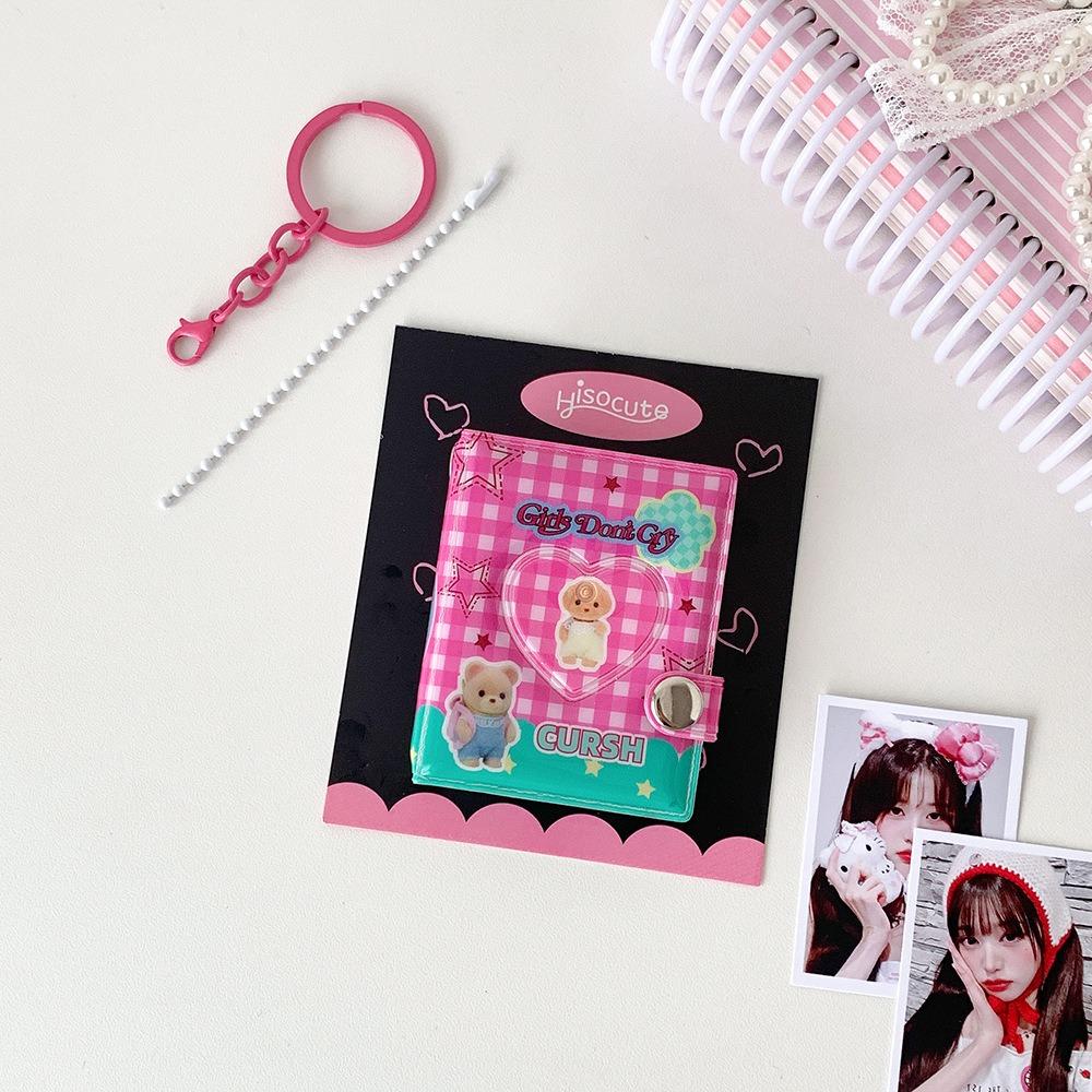 Keychain ID Photo Holder Snap Closure Idol Card Organizer Retro Card Storage Album