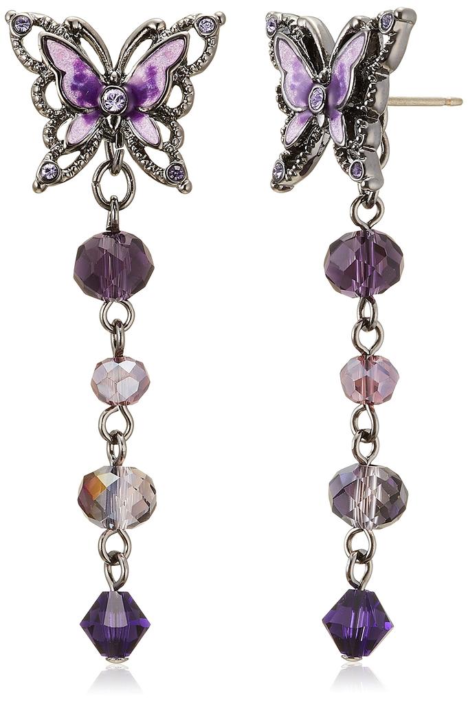Серьги ANNA SUI с мотивом бабочки SAMA1420 XV Фиолетовые 2-сторонние