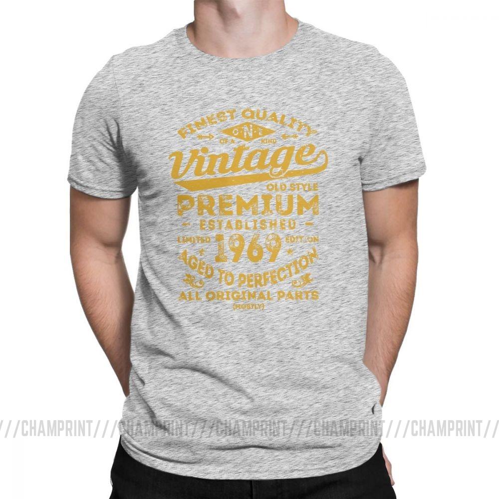 Vintage 1969 Birthday Gift Idea 50 Years Old 50th Birthday Gift TShirt for Male Oneck Cotton T Shirt Funny Clothing Plus Size