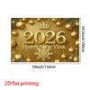 2D Gold 2026 Happy New Year Banner Backdrop Christmas Ornament New Year Eve Party Decor Background