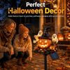 Halloween Pumpkin Lantern Solar Garden Stake Light, Waterproof LED Yard Decoration with Automatic Dusk to Dawn Light Wizard Hat And Ghost, Outdoor