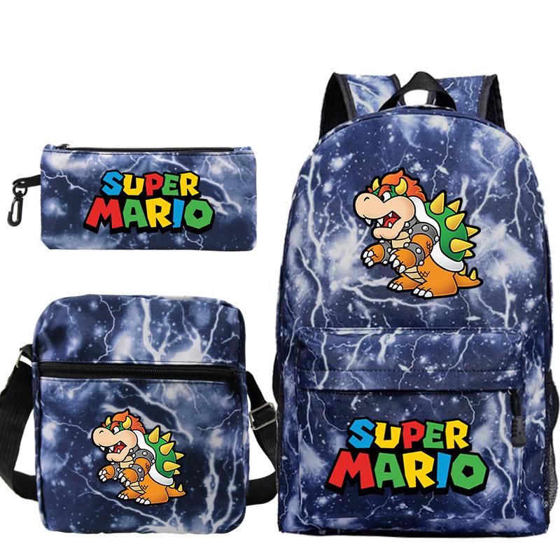 Трехсекционная школьная сумка "Супер Мэри", для мальчиков и девочек, школьная сумка большой вместимости, сумка через плечо, пенал.