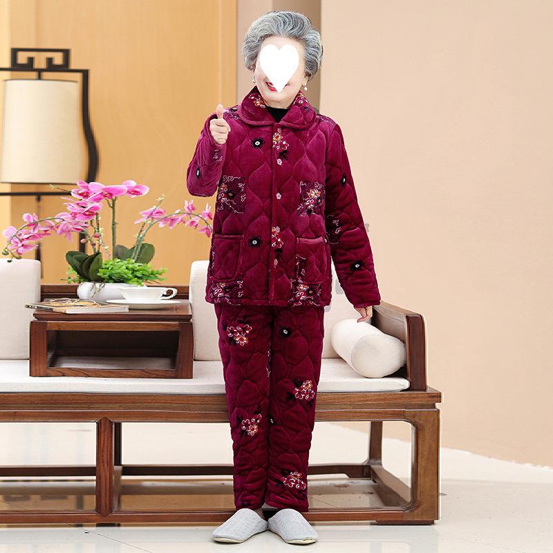 Женская домашняя одежда трехслойная утепленная пижама зимняя одежда бархатный комплект с подкладкой