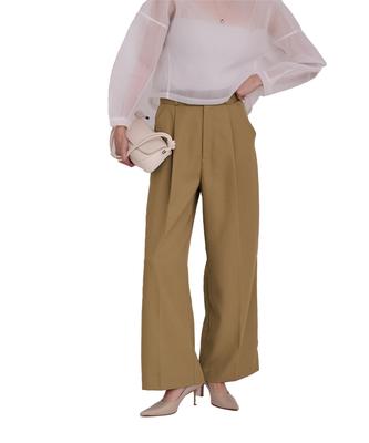 Красивые широкие брюки силуэта BFXN2070 SP Camel [Ваши] Женские с одной складкой