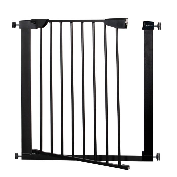 Barrière de Sécurité Bébé Enfant pour Escaliers Portes - SPRINGOS - 75-89 cm - Métal + Plastique - Noir