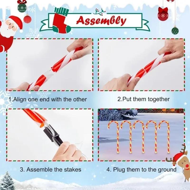 Очаровательный сельский шарм, гирлянда-леденец на солнечной энергии для грунта, рождественское украшение, украшение для поделок своими руками