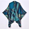 New Geometric Abstract Line Stitching Women's Autumn and Winter Warm Split Shawl Cape with Decorative Scarf
