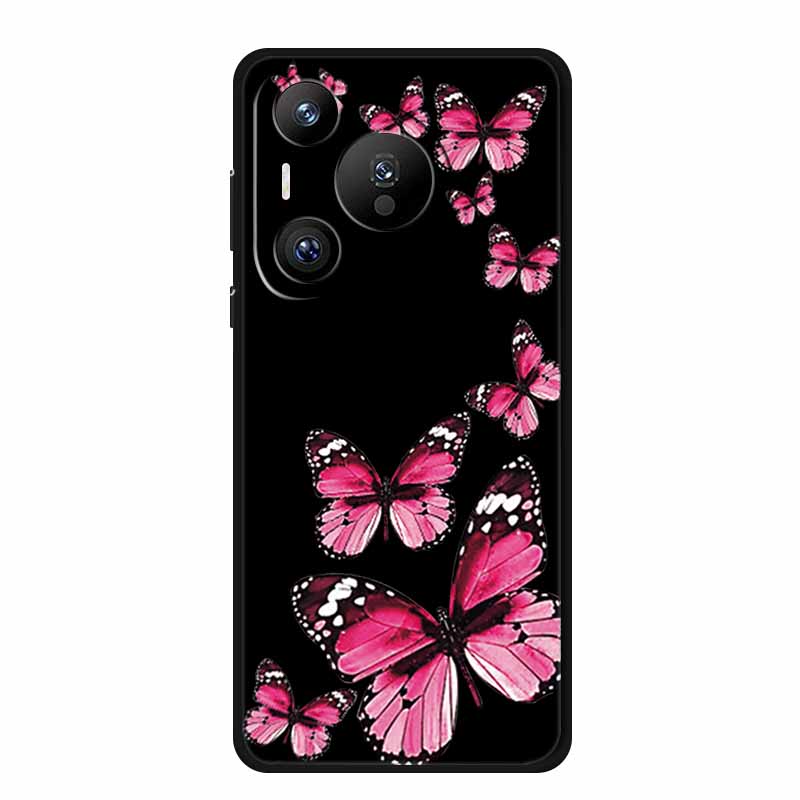 Черный силиконовый чехол для Huawei Pura 70 Pro Чехол Мультяшный кот Мягкая задняя крышка для Honor 400 Pro 5G Чехол для телефона 400Pro Coque Funda