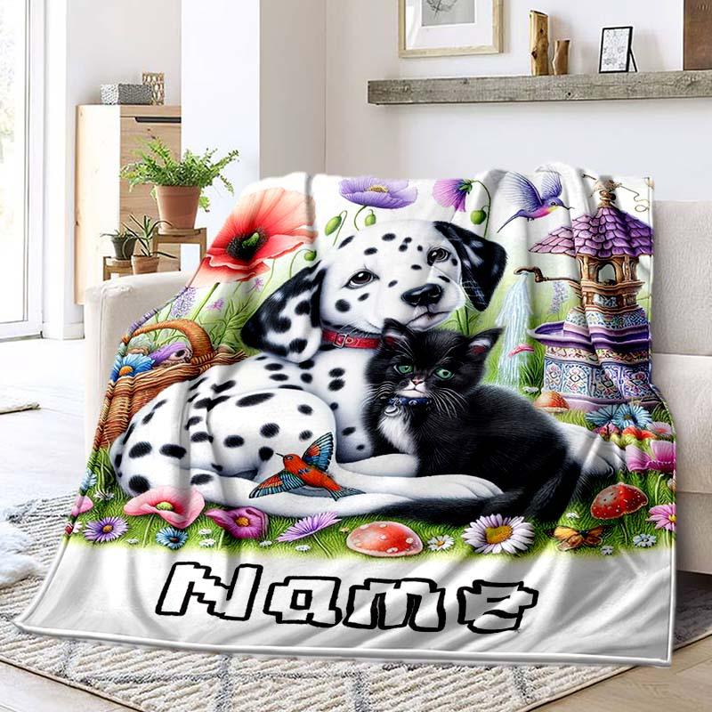 Dancing Cat Customize Your Name Blanket Used For Chair Office Sofa Bed Camping Soft And Warm Giving Friends And Relatives Birthday Graduation Gift