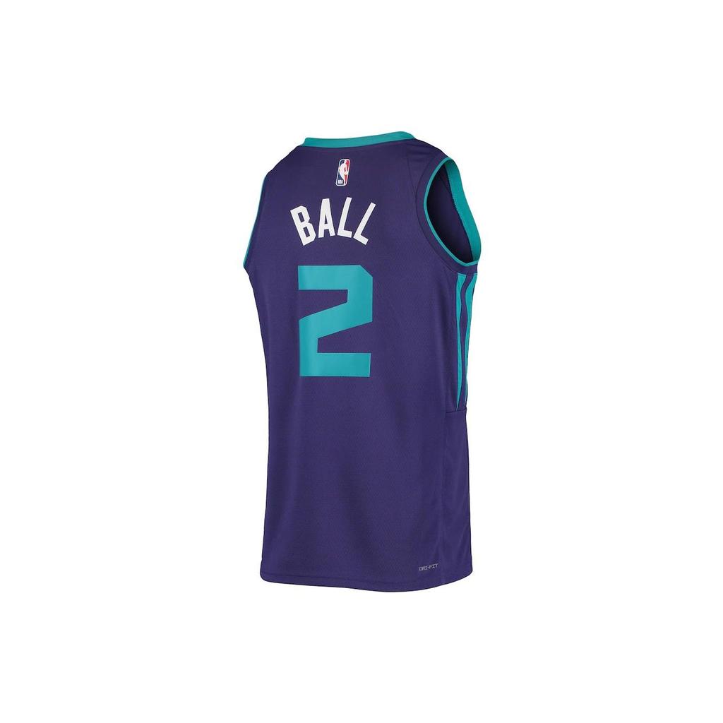 Jordan Баскетбольная майка НБА в стиле ретро Hornets Edition LaMelo Ball No. 2 мужских топа фиолетового цвета CV9471-572