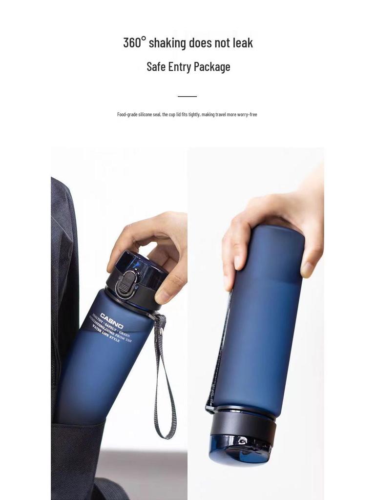 Мужская спортивная бутылка для воды большой емкости с матовым покрытием - Портативная пластиковая фляга для летнего фитнеса и путешествий