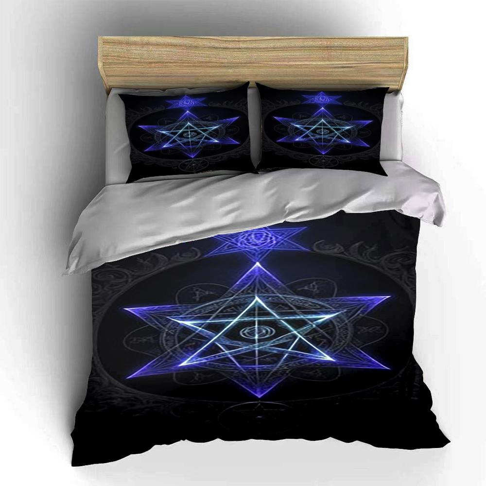 Mystic Blue Pentagram Bedding Set Bedding set (1 duvet cover, 2 pillowcases, duvet not included)