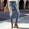 Женские моделирующие узкие джинсы с высокой талией, рваные потертые джинсовые брюки, эластичные леггинсы, джинсовые брюки