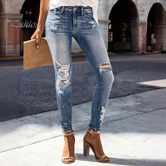 Женские моделирующие узкие джинсы с высокой талией, рваные потертые джинсовые брюки, эластичные леггинсы, джинсовые брюки