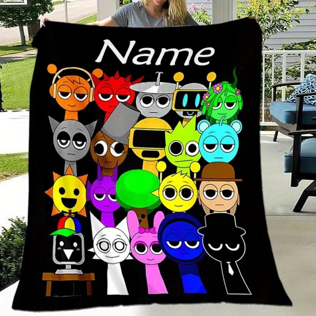 Sprunki Blanket With Name Customized Flannel Blanket For Kids Boys Girls Soft Perfect Birthdays Travel or Home Bed Sofa Decor