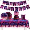 Popular Demon Hunters Themed Birthday Party Supplies Disposable Tablecloths Party Paper Plates Paper Cups Balloons