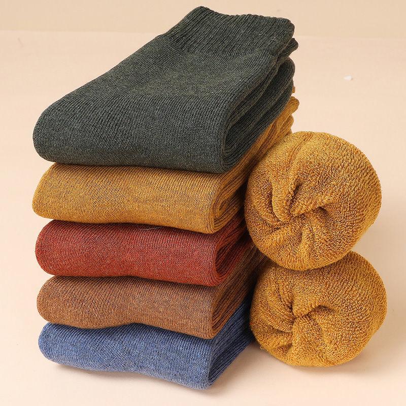 Men's Mid-Tube Velvet Thick Warm Socks (5-10 Pairs), Loose Totem Design for Autumn and Winter