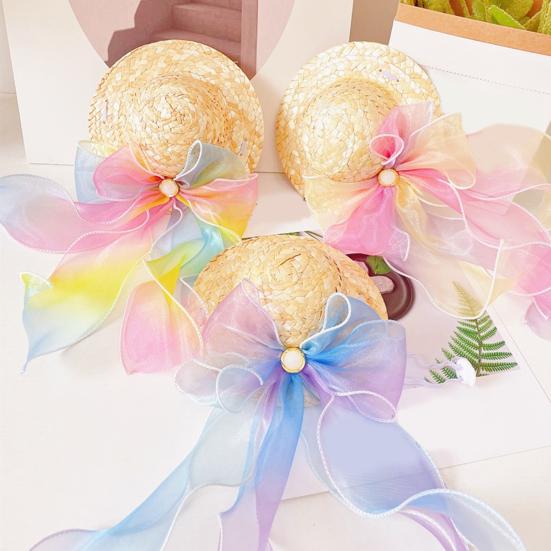 Кошачья шляпа с искусственным жемчугом, красочная лента, не вызывает аллергии, безопасна для кожи, износостойкая