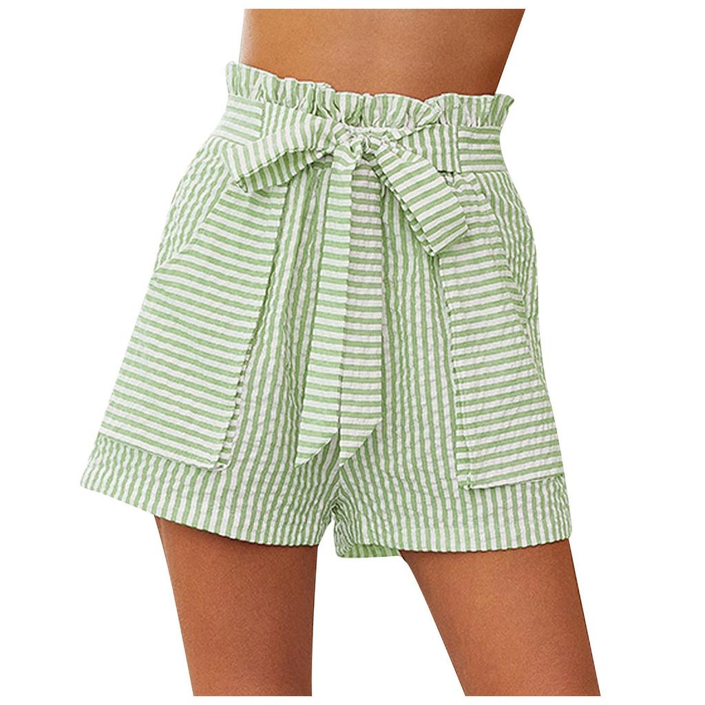 Women's Shorts With Pockets Fashion Elastic Waist Soft Casual Striped Pajama Shorts