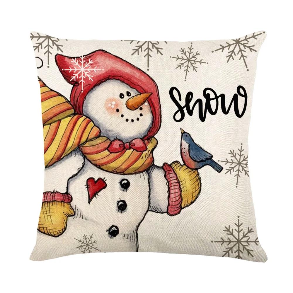 Christmas Cushion Cover Linen Pillow Covers Holiday Decoration Home Decor Salon Sofa Pillow Case Throw/Couch