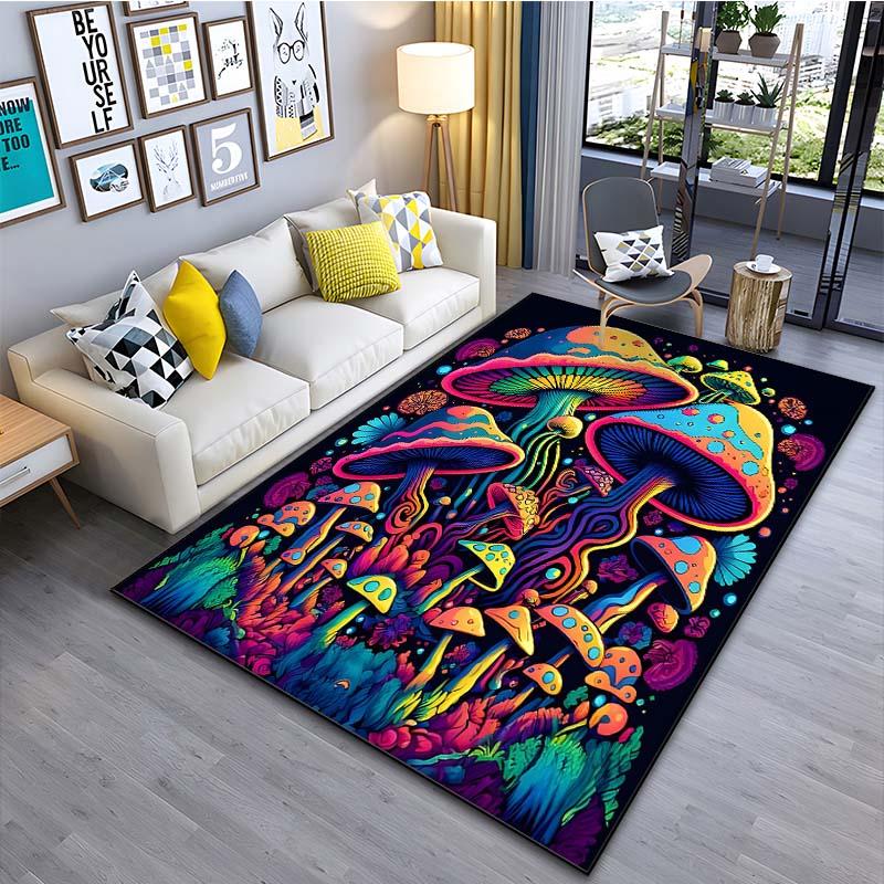 Psychedelic Mushrooms Pattern Floor Mat Carpet 15 Size Living Room Bedroom Bedside Bathroom Floor Mat Area Rug Club Home Decor