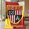 Stoke City FC Custom Name Text Flannel Blanket Soccer Logo Personalized Fleece Throw Blanket Special Gift For Sofa Bedroom Home