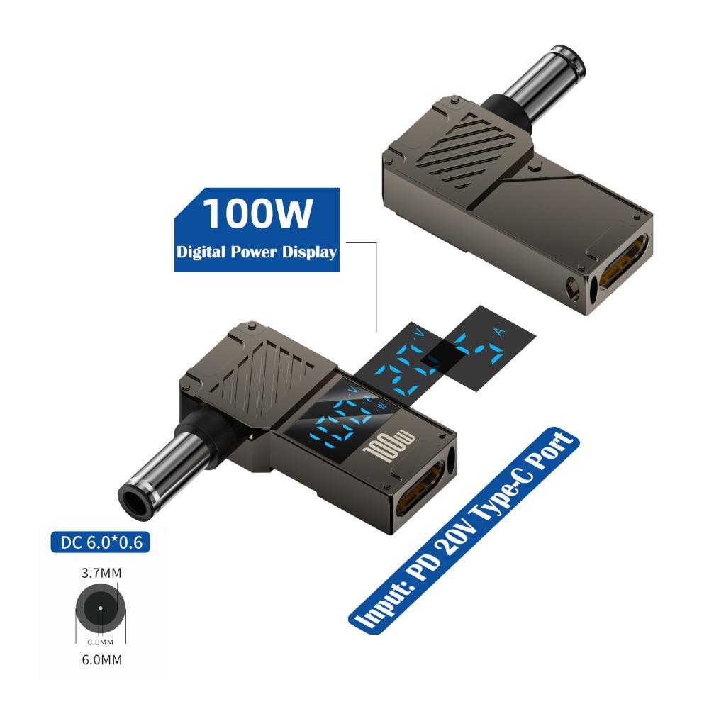 PD 100 Вт USB-C к DC Конвертер Цифровой дисплей Зарядное устройство для ноутбука Штекер для Lenovo/HP/Dell