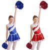 Cheerleading Costume Girls Fancy Dress Outfit Sleeveless Shiny Sequins Decor Patchwork Dress with Hand Flowers