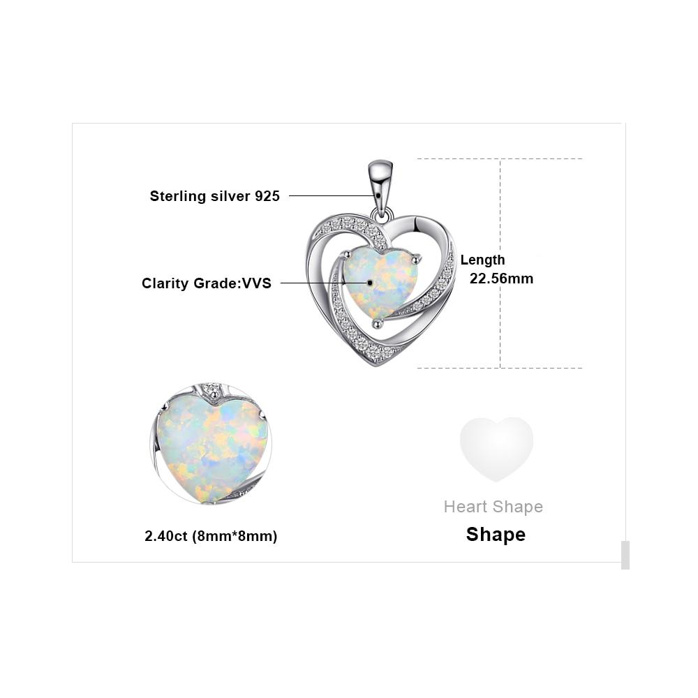 Jewelrypalace Heart Love Created Opal кулон ожерелье драгоценный камень 925 стерлингового серебра кулон для женщин модные ювелирные изделия без цепочки