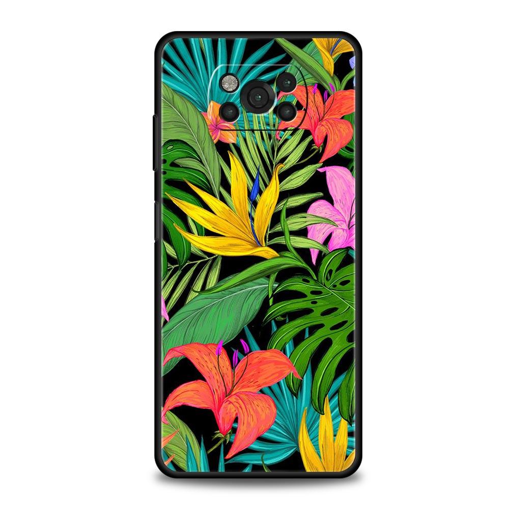 Vintage Banana Leaf Flower Phone Case For For Xiaomi Poco X6 X5 Pro X4 X3 NFC F5 Pro F4 F3 GT M5 M4 Pro 5G M3 C51 C50 C55 Cover