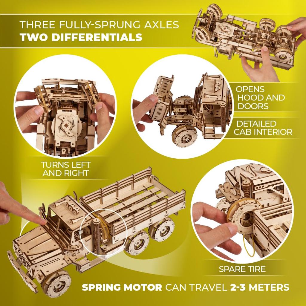 Ugears Cargo Truck 70253 Wooden Puzzle No Glue or Tools Required 3D Puzzle Includes Assembly Instructions - - -