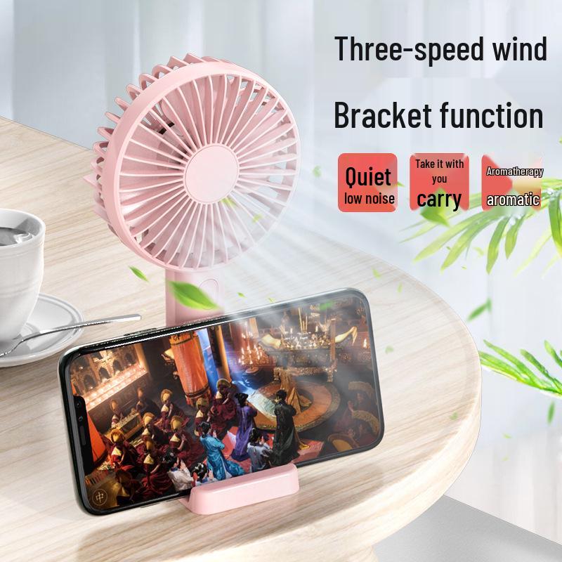 Portable Rechargeable Mini Fan with Colorful Lights, Foldable Design, and Optional Logo Printing