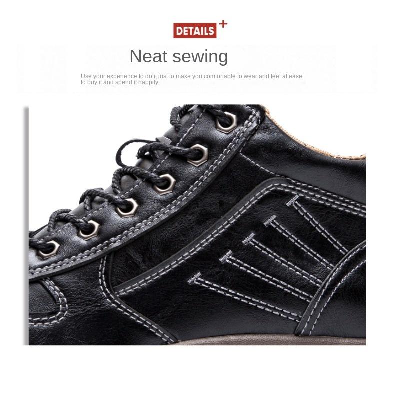 Весенне-осенняя уличная рабочая обувь, мужская спортивная походная обувь из искусственной кожи и хлопка, теплая мужская обувь