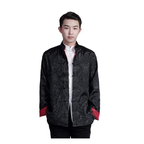 Мужская рубашка в китайском стиле, костюм Тан, рубашка с воротником-стойкой, имитация атласа, двусторонний принтованный топ, просторная цветная рубашка для повседневной носки на праздниках