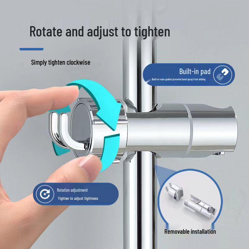 Трансграничный регулируемый душевой кронштейн без сверления со съемной штангой и универсальным основанием для лейки