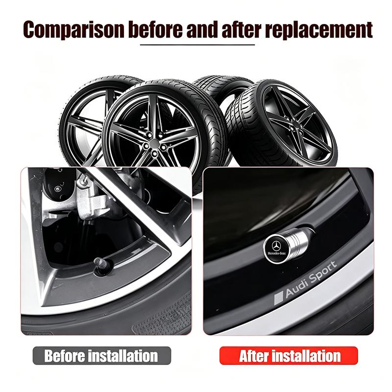 WAM3 4Pcs Car Tire Valve Cover Aluminum Alloy Car Wheel Tire Valve Caps For Mercedes Benz W210 W176 AMG CLS CLE CLA GLA GLB GLS Class