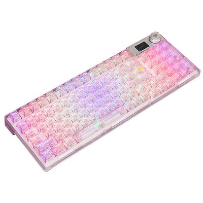 Игровая клавиатура OUSEITECH F98pro Прозрачная клавиатура Механическая клавиатура с возможностью горячей замены Цифровая клавиатура Беспроводная розовая прозрачная клавиатура с RGB-подсветкой 95