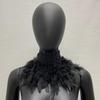 Шарф из павлиньих перьев, готическая накидка ручной работы с регулируемым кружевным поясом, цветной воротник с перьями для лица, аксессуары для танцевальной вечеринки