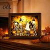 Indoor Festive Atmosphere Decor Ghost Photo Frame Lamp, Halloween Lighted Shadow Box, Haunted House Theme Gothic Skeleton Table Centerpiece