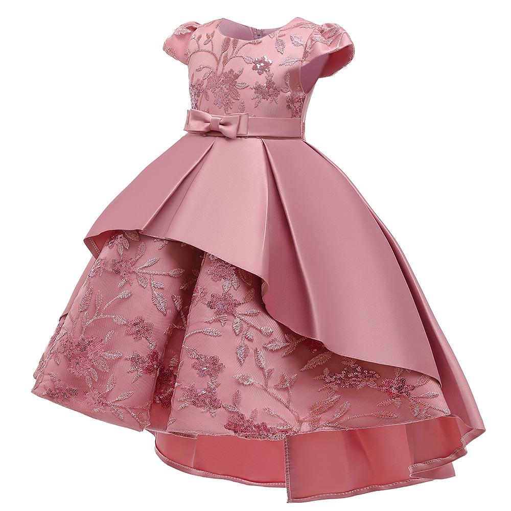 Embroidered Princess Short-Sleeved Tail Dress for Kids