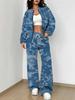 Gradual Change Autumn And Winter New European And American Women'S Clothing Retro Pattern Printing Suit Women