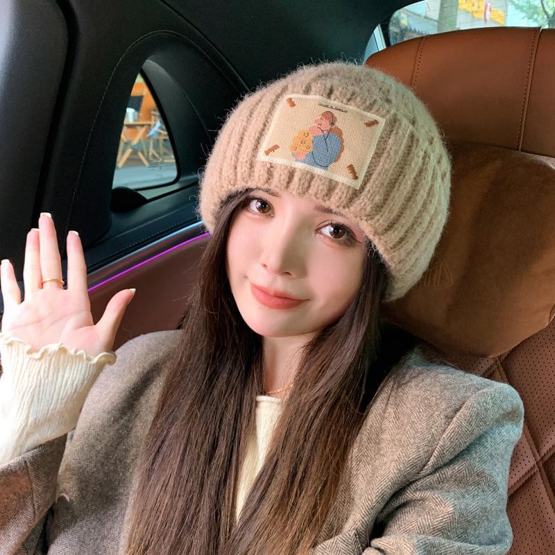 Autumn and winter big head circumference knitted wool hat children's fashion versatile warm ear protection cold hat casual knitted hat