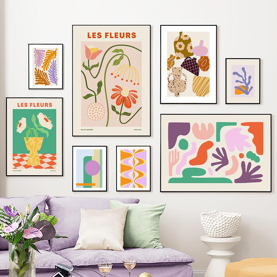 Abstrat Les Fleurs Coral Leaf Floral Botanical Posters And Prints Wall Art Canvas Painting For Living Room Decorative Pictures