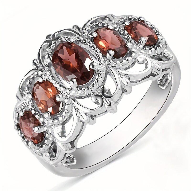 Xiaomi Huitan Luxury Women Ring Crown Engraved Design Wedding Engagement Inlaid Sparkling Red CZ Silver Color Accessories Jewelry Gift