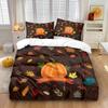 3Pcs Autumn Harvest Pumpkin Print Coreless Down Duvet Covers Multiple Sizes Comfortable Bedrooms Dormitories, Machine Washable