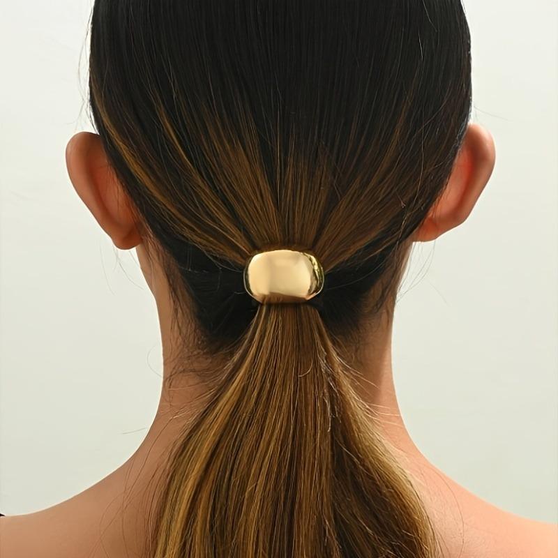 1/2pcs Irregular Metallic Texture Gold Silver Dual Hair Tie Tone Shiny Surface Decoration Minimalist Wearing Multiple Scenarios