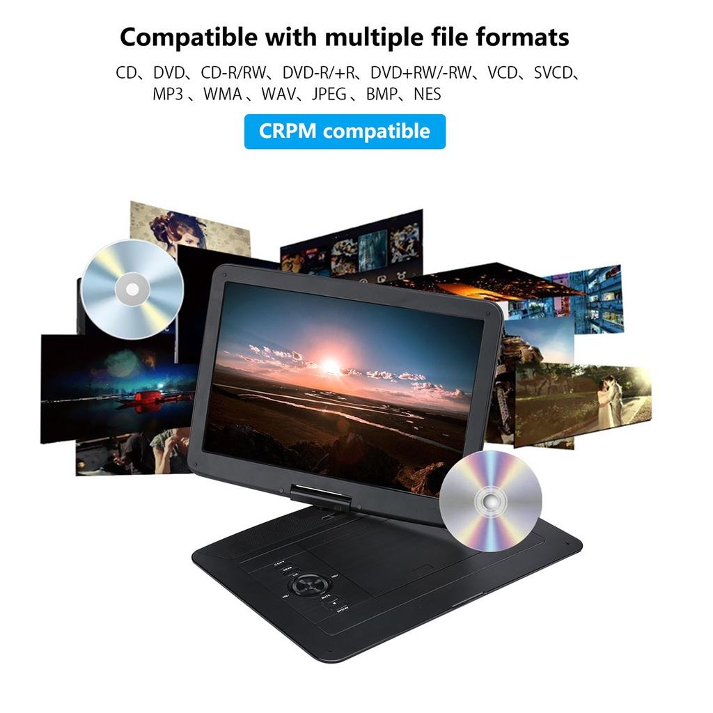 15.6'' Портативный DVD-плеер HD TV VCD CD Экран с поворотом на 270 градусов HD Видеоплеер Дорожный Мини DVD-проигрыватель