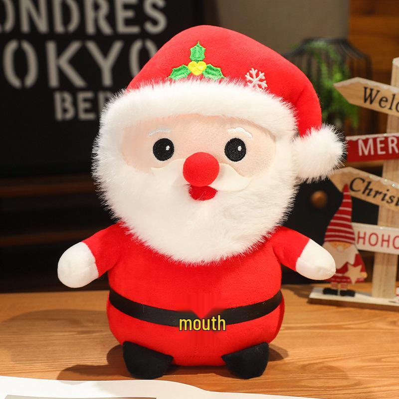 Рождественское праздничное украшение: Плюшевое дерево, Яблочный венок мира и Декоративная подушка в виде пряничного человечка.