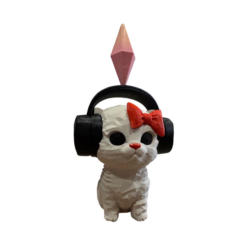 Милая статуэтка кота в наушниках, 3D-печатная танцующая фигурка кота, современный декор для дома, офиса, гостиной, ornament, подарок коту