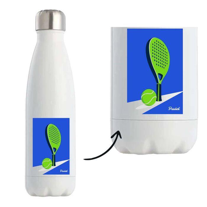 Bouteille isotherme - PLANETEE - Raquette Épurée - 500 ml - Double paroi inox 24h/12h - Bouchon hermétique